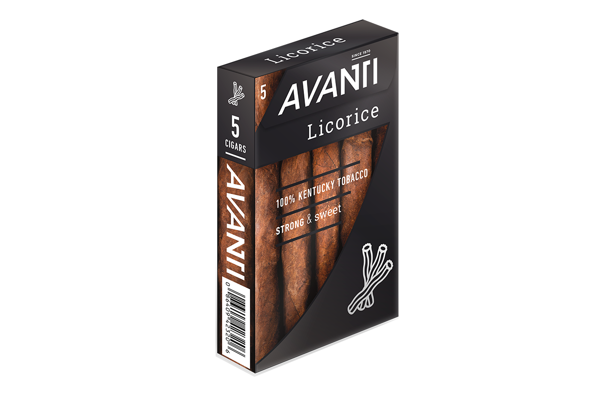 Single Box Avanti Licorice Maduro Mini Cigarillo 4.5x34