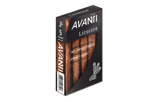 Single Box Avanti Licorice Maduro Mini Cigarillo 4.5x34